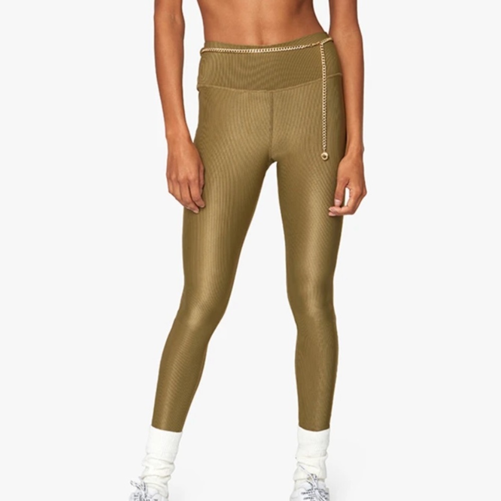 Weworewhat CHAIN HIGH RISE RIB LEGGINGS